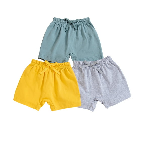 Musuos Toddler Summer Shorts Pack of 3 Solid Color Elastic Drawstring Casual Short Pants for Infant Boys Girls, 3M-3T
