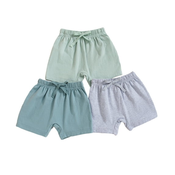 Musuos Toddler Summer Shorts Pack of 3 Solid Color Elastic Drawstring Casual Short Pants for Infant Boys Girls, 3M-3T