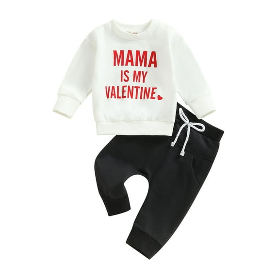 Musuos Valentine´s Day Toddler Boys 2pcs Outfits 6 12 18 24M 3T Letter Print Long Sleeve Sweatshirt and Elastic Casual Pants Suit