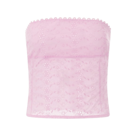 Musuos Women Bandeau Off-shoulder Tops Solid Color Summer Casual Strapless Sleeveless Crop Tops Streetwear Club Wear