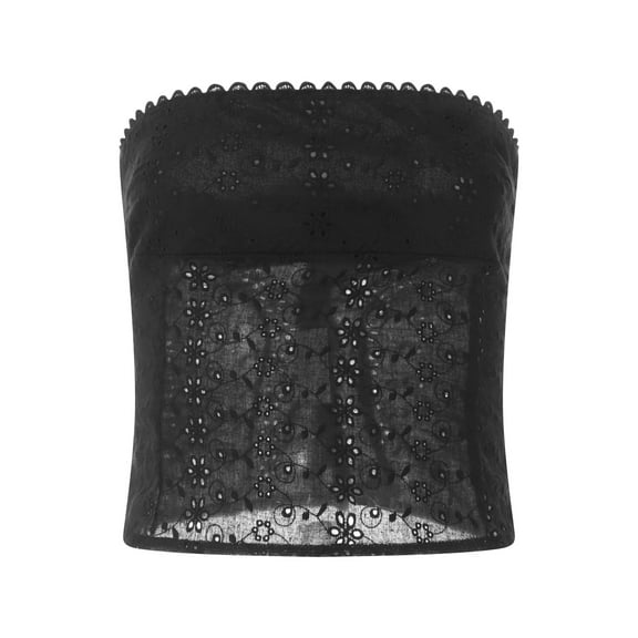 Musuos Women Bandeau Off-shoulder Tops Solid Color Summer Casual Strapless Sleeveless Crop Tops Streetwear Club Wear