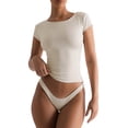 thumbnail image 1 of Musuos Women Basic Slim Fit T-shirt, Crew Neck Short Sleeve Solid Color Summer Crop Tops Streetwear for Casual Daily, 1 of 7