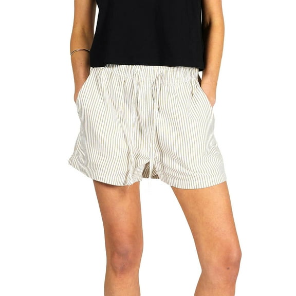Musuos Women Casual Shorts, Summer Elastic Waist Striped Short Pants for Daily
