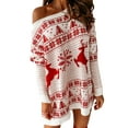 thumbnail image 1 of Musuos Women Christmas Off Shoulder Long Sleeve Pullover Sweater Dresses Casual Oversized Sweaters, 1 of 8