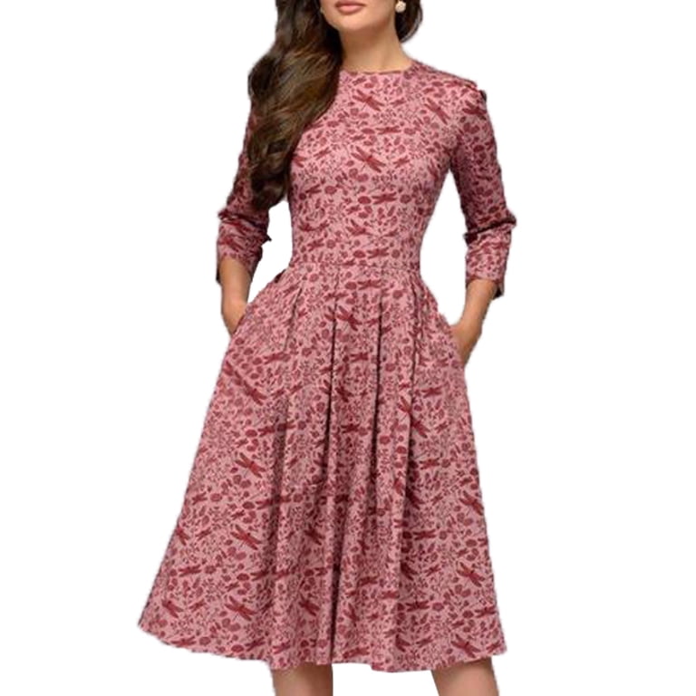 green emerald velvet dress Puff Sleeve Fit & Flare Midi Dress | Fit and Flare main image 0
