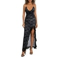 thumbnail image 1 of Musuos Women Halter Neck Dress Summer Ruffled Sleeveless Backless Lace Party Dress, Black, 1 of 10