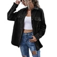 thumbnail image 1 of Musuos Women Juniors Shacket Corduroy Shirt Jacket, Solid Color Lapel Outerwear with Pockets, 1 of 7