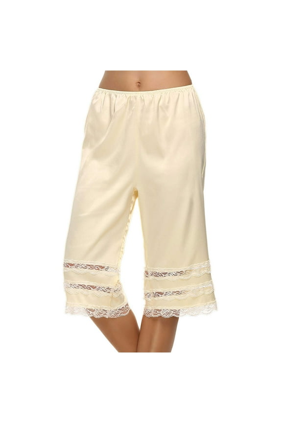 Women Lace Pettipants Slip Faux Silk Shorts Safety Pants Underwear