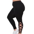 thumbnail image 1 of Musuos Women Large-Size Leggings, Solid Side Cutouts High Waist Slim Pants, 1 of 3