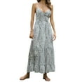 thumbnail image 1 of Musuos Women Leopard Printed Slip Dress, Sleeveless Backless Deep V-neck A-line Long Dress, 1 of 10