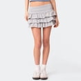 thumbnail image 1 of Musuos Women Mini Skirt, Elastic Solid Color Waist Layered Skirt Summer A-line Skirt Clubwear for Street Party, 1 of 8