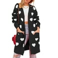 thumbnail image 1 of Musuos Women Open Front Duster Sweaters Heart Print Knitted Fall Cardigans with Pockets, 1 of 9