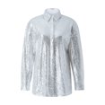 thumbnail image 1 of Musuos Women Retro Casual Long Sleeves V-neck Solid Color Sequined Shirt Tops for Party, 1 of 10