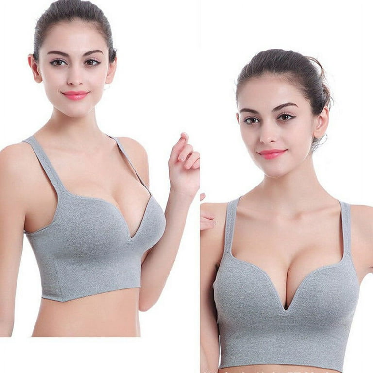 Musuos Women Seamless Super Boost Push Up Bra Padded Deep V Wireless  Adjusted-straps Bras Underwear 