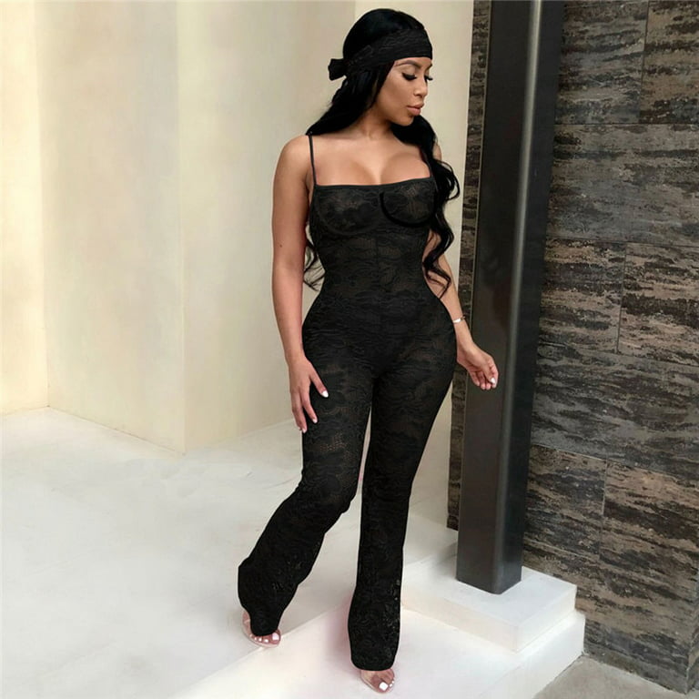 Long Sleeve Chest Hollow Out Bodycon Jumpsuit