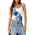 thumbnail image 1 of Musuos Women Slim Fit Crop Camisoles Floral Print Spaghetti Strap Backless Tank Tops Summer Vests Streetwear, 1 of 7
