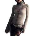 thumbnail image 1 of Musuos Women Slim Fit Gothic T-Shirts Fashion Print Long Sleeve Shirts Spring Fall Tops Streetwear, 1 of 7