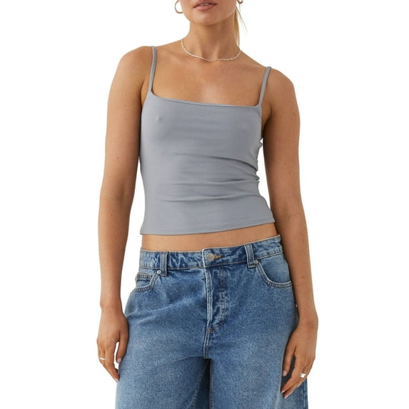 Musuos Women Summer Crop Camisole Solid Color Sleeveless Backless Spaghetti Strap Tank Tops Casual T-Shirt for Daily