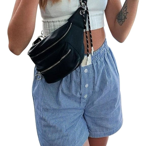 Musuos Women Summer Loose Shorts Casual Plaid/Stripe Print Elastic Button Wide Leg Short Pants for Daily