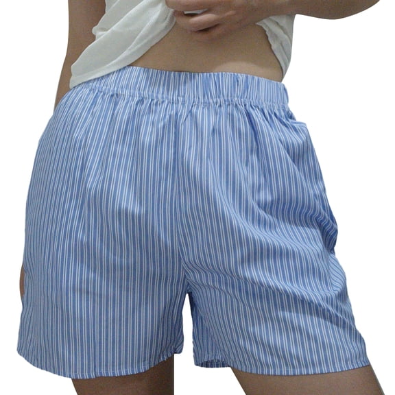 Musuos Women Summer Pajama Shorts Vertical Stripe Print Soft Comfy Elastic Lounge Pants Sleepwear