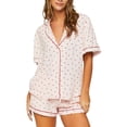 thumbnail image 1 of Musuos Women Summer Pajamas Set Heart Print Short Sleeve Shirts and Shorts 2 Pieces Loungewear Suits Loose Sleepwear Outfits, 1 of 8
