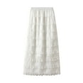 thumbnail image 1 of Musuos Women Summer Ruffled Skirt Casual Lace Patchwork Elastic Waist Skirt for Beach Vacation Club Streetwear, 1 of 7