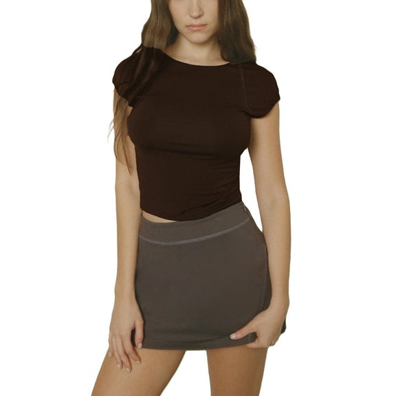 Musuos Women Summer Slim Crop Tops Short Sleeve Bandage Backless Summer BasicT-Shirts for Daily Party Streetwear