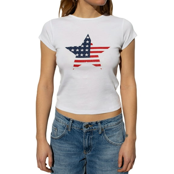 Musuos Women's 4th of July T-Shirts Casual Star Print Round Neck Short Sleeve Slim Fit Tops