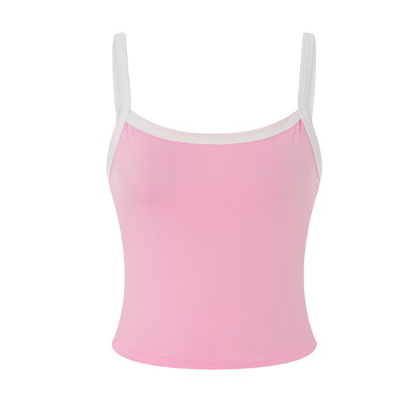 Musuos Women´s Crop Cami Tops, Spaghetti Strap Square Neck Contrast Color Slim Fit Camisole