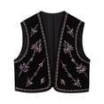 thumbnail image 1 of Musuos Women’s Embroidered Vest Tops Classic Sleeveless Open Front Cardigan Velvet Vest, 1 of 10