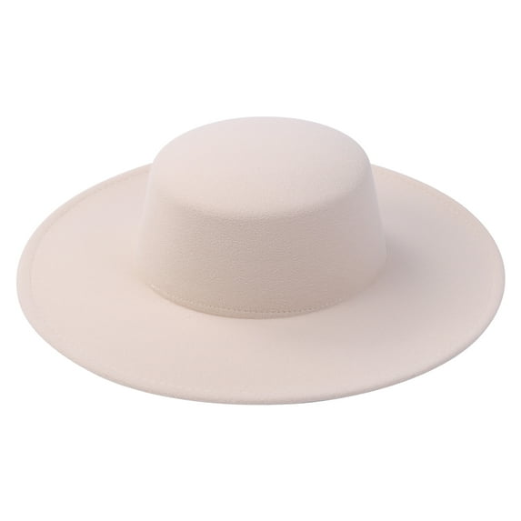 Musuos Women's Hats Solid Color Personality Wide Brim Flat Top Design Simple Elegant Formal Top Hat
