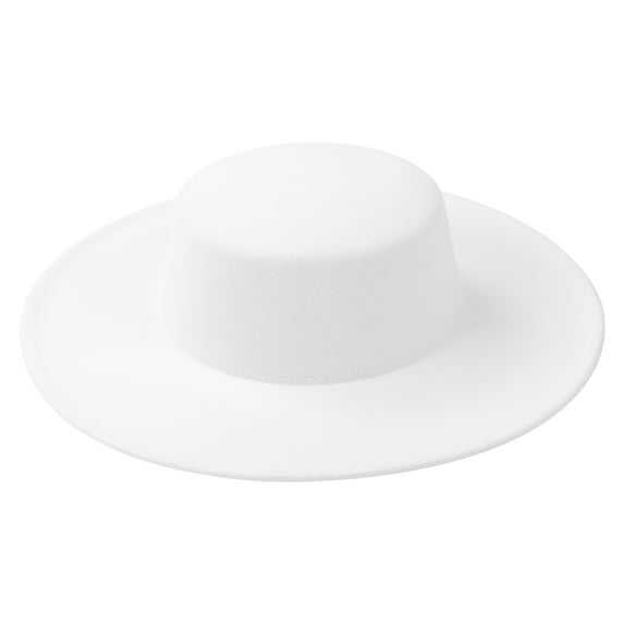 Musuos Women's Hats Solid Color Personality Wide Brim Flat Top Design Simple Elegant Formal Top Hat
