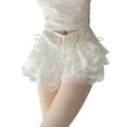 thumbnail image 1 of Musuos Women's Lace Mini Skorts Sweet Elastic Low Waist Layered Ruffle Bow Decor Summer Shorts, 1 of 1