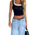 thumbnail image 1 of Musuos Women's Ribbed Camisole Double Layered Strap Sleeveless Slim Fit Summer Crop Tops Casual Vest Streetwear, 1 of 10