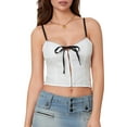thumbnail image 1 of Musuos Women's Slim Fit Camisole Sleeveless Mini Tie-Up Bow Front Spaghetti Strap Vest Summer Crop Top, 1 of 9