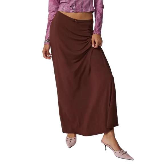 Musuos Women's Spring Summer Long Skirt Casual Solid Color Straight Skirt for Travel, Dating, Shopping