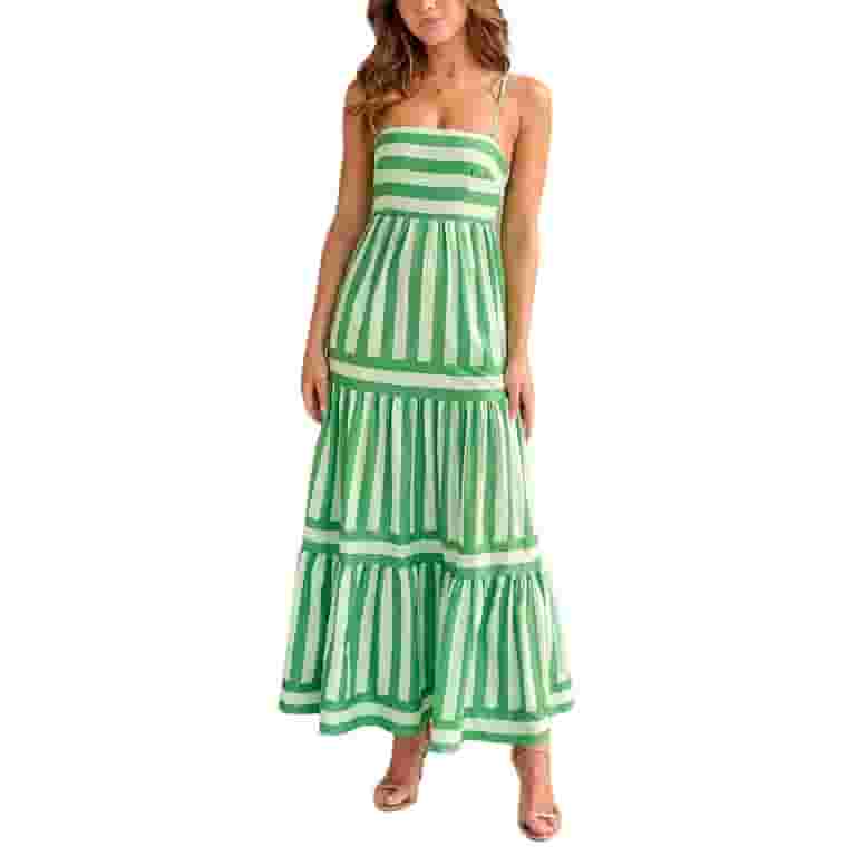 韓国商品/EUNOIA sleeveless moss dress Musuos Women's Summer Long Slip Dress Casual Sleeveless