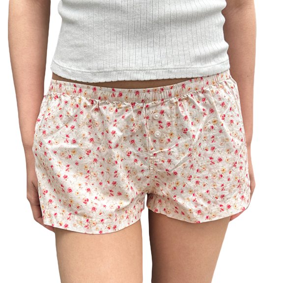 Musuos Women's Summer Mini Shorts Casual Loose Fitting Elastic Waist Floral/Stripe/Plaid Short Pants