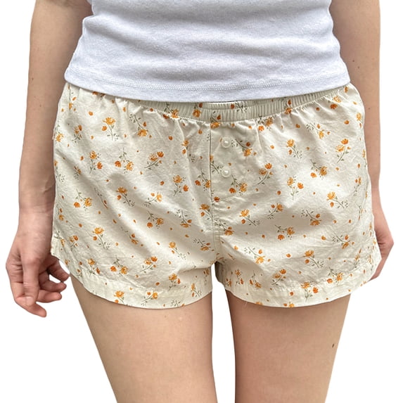 Musuos Women's Summer Mini Shorts Casual Loose Fitting Elastic Waist Floral/Stripe/Plaid Short Pants