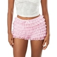 thumbnail image 1 of Musuos Women's Summer Ruffled Frilly Shorts, Multi-Layer Mesh Mini Shorts Sweet Y3K Bloomers Streetwear, 1 of 10