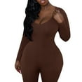 thumbnail image 1 of Musuos Womens One-piece Suit, Slim Long Sleeve Hip-lifting Jumpsuit for Vacation, 1 of 5