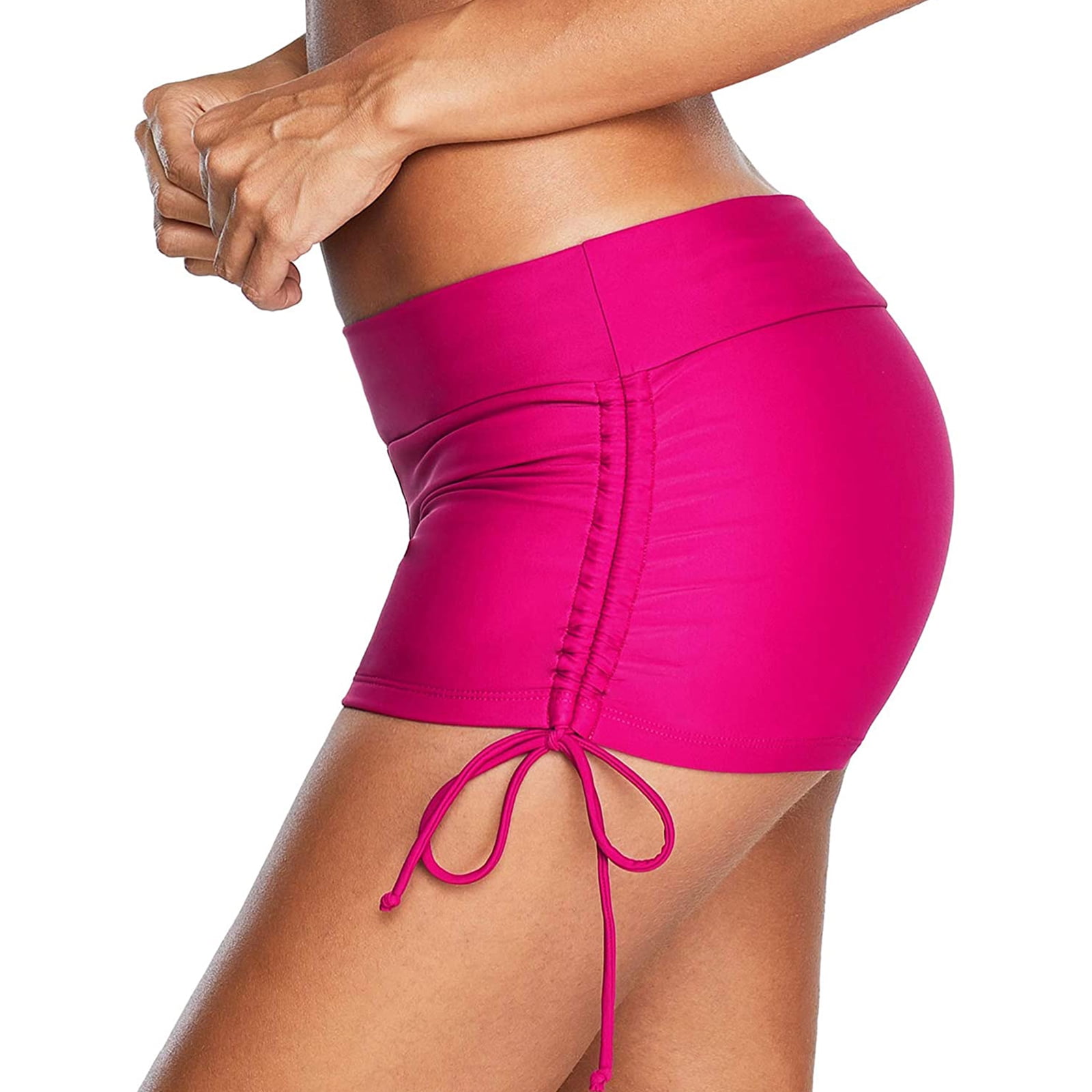 Musuos Womens Swim Shorts High Waist Sides Drawstring Stretch Sports