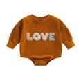 thumbnail image 1 of Musuos nfant Baby Fall Romper, 3 6 9 12M Fuzzy Letter Embroidery Long Sleeve Round Neck Bodysuit, 1 of 10