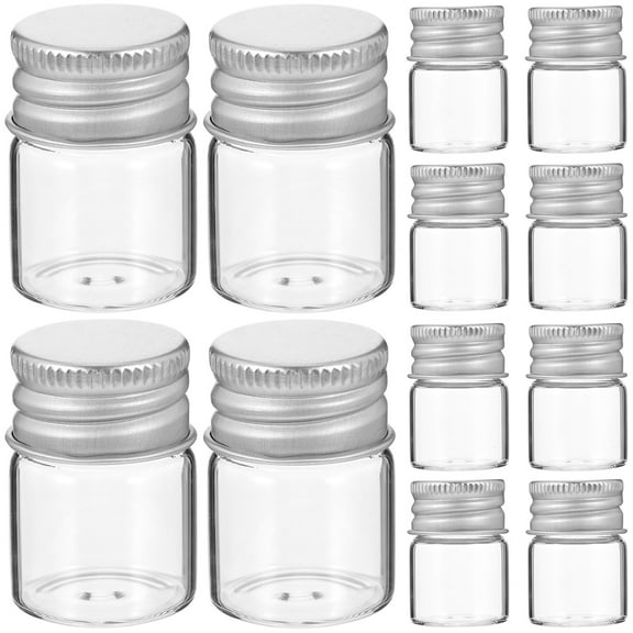 Mutably 12PCS Small Jars Glass Canning Jar with Screw Lids Empty Sample Jars Tiny Glass Jars for Crafts Wedding 5ml