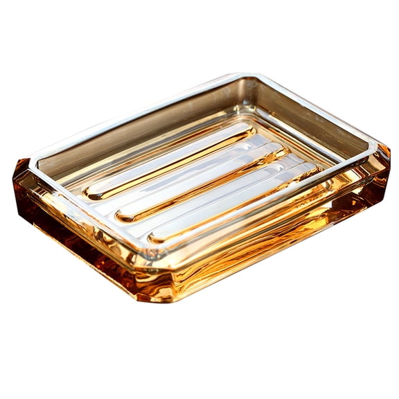 SWETRACE Elegant Glass Soap Dish in Light Brown, Re-Shaped Design, 1 Pack for Bathroom or Kitchen