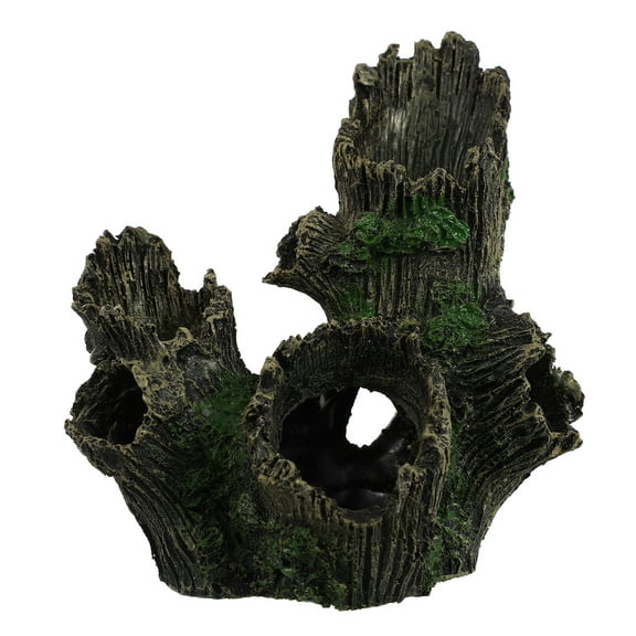 Mutably Tank Ornament Resin Wood Tree Stump Aquarium Decor Driftwood Betta Log Hollow Tree Hole Landscape Decor for Freshwater Betta Cichlid Reptile