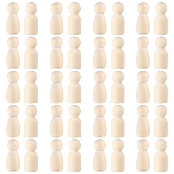 Mutably Unfinished Wooden Peg Dolls, glue sticks bulk 40pcs Wood Peg People Figures Bodies Family People Shapes for Kids Diy Painting Craft Peg Game Home Party wood Decor wooden crate