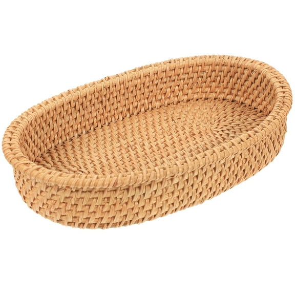 SWETRACE Bamboo Rattan Fruit Basket for Storage Use Light Brown Simple and 7.87 x 4.92 x 3.94 inches