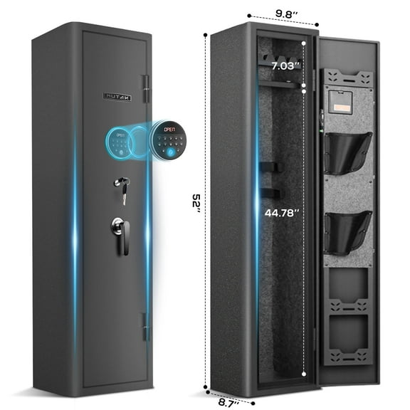 Mutak 2-3 Gun Safe, 3 Ways Quick Access Digital Gun Safe, Gun Storage Cabinet for Shotguns with Inner Cabinet, Shotgun Safe with Backlit Keypad, Mute Function, Alarm & LED Light