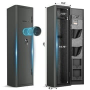 Mutak Biometric Gun Safe for 2-3 Rifles Home Long Gun Cabinet Fingerprint Quick Access Rifle Safe Fingerprint Wall Mount Rifle Gun Safe with Pistol Rack Pockets Ammo Storage Gun Safe Home Closet